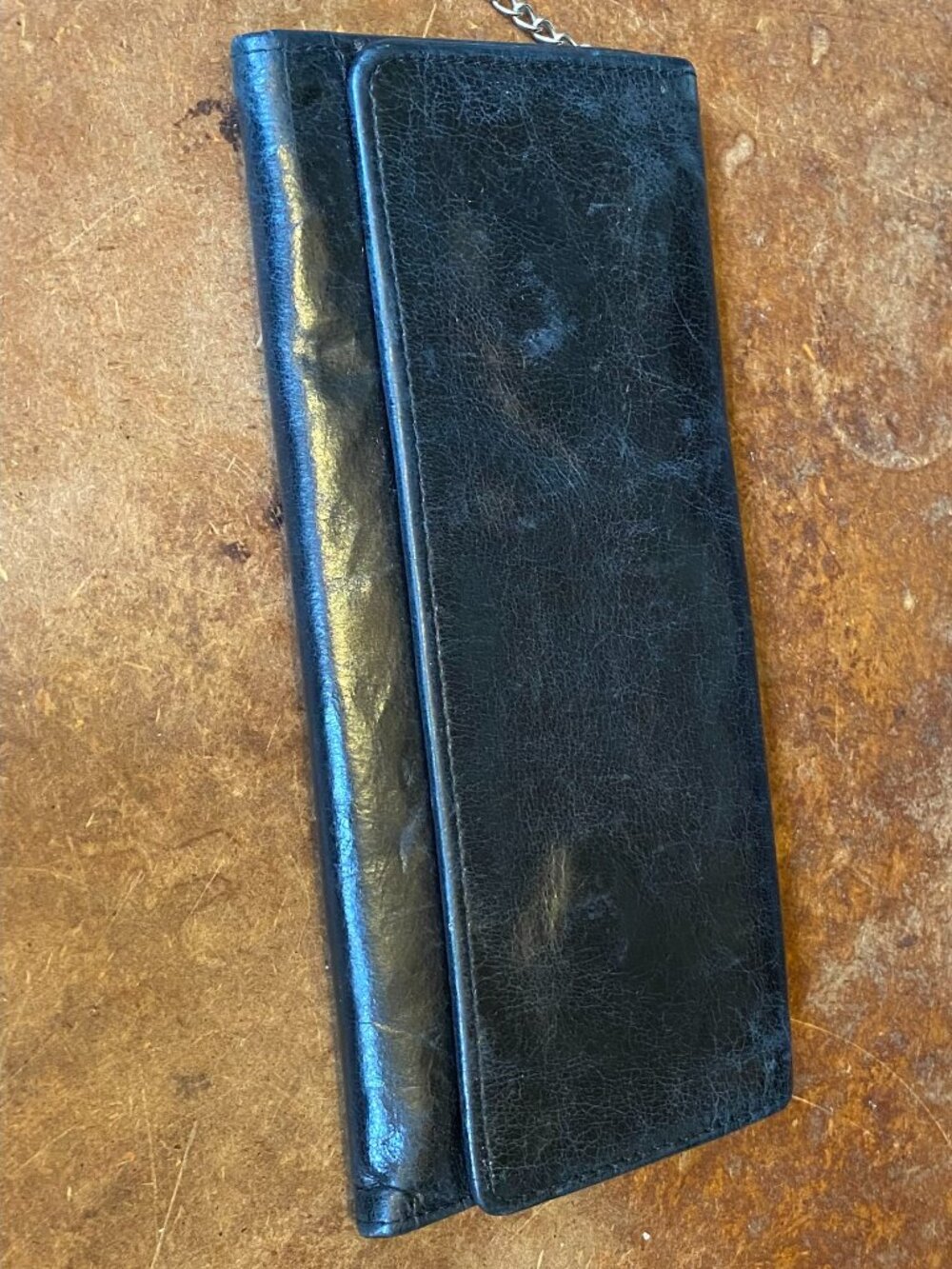 Hobo International Sadie Black Leather Trifold Wallet